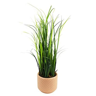 Leaf 60cm Artificial Grass Plant with Peach Dusty Pink Ceramic Planter Brand