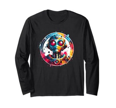 Robot Robotics Engineer Shirt Retro Vintage Robot Funny AI Long Sleeve T-Shirt