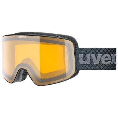 uvex pyrit LG - maschera da sci per adulti - categoria di filtro 1 - campo visivo ampliato, privo di appannamenti - black matt dl/yellow-cl.S1 - one size