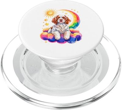 Rainbow Clouds Clumber Spaniel PopSockets PopGrip para MagSafe
