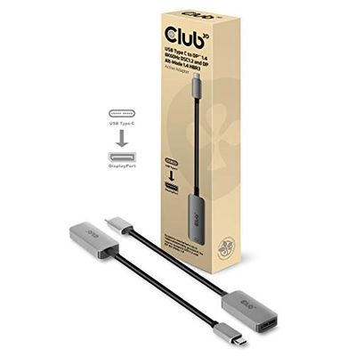 Club 3D Adaptateur Actif USB Type C vers DP 1.4 8K60Hz DSC1.2 HDR HBR3 CAC-1567