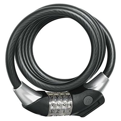 ABUS Raydo Pro 1450/185 serratura a spirale supporto TexKF - Serratura combinazione con cilindri LED illuminati Livello di sicurezza 4-185 cm, nero