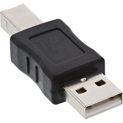 InLine 20101 Adattatore USB 2 Type-A Maschio a USB 2 Type-B Maschio, Nero