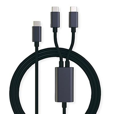 ROLINE Câble de Charge USB Type C Split, C - 2X C, St/St, Max. 100W, Noir, 1,85 m