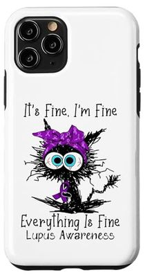 Funny Black Cat Its Fine I'm Fine Lupus Awareness Case for iPhone 11 Pro