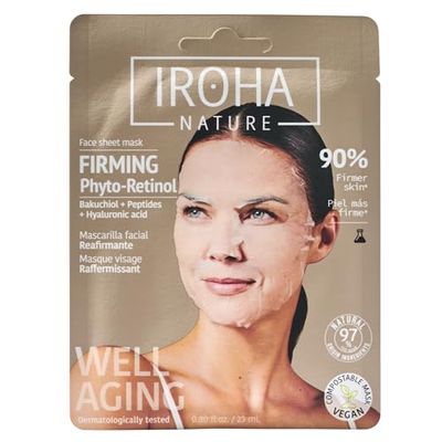 Iroha Nature - Mascarilla Facial Tisú Reafirmante y Anti-Edad con Phyto Retinol y Péptidos | Firmeza y Elasticidad | Resultados en 15 Minutos | Cruelty-Free