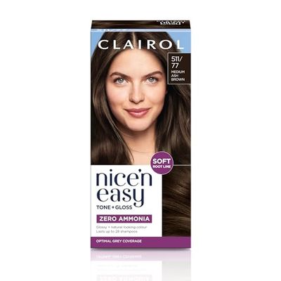 Clairol Nice'n Easy Tone+Gloss Semi Permanent Hair Dye - 511/77 Medium Ash Brown
