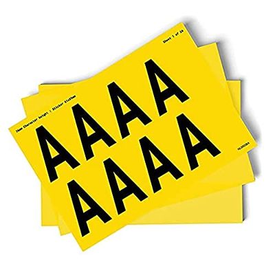 A-Z Letters - Pack of 26 - 76mm Height - 300x200mm - Yellow Self Adhesive Vinyl