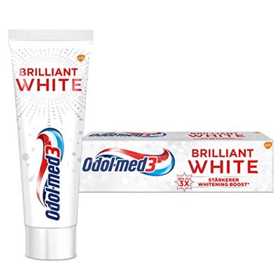 Odol-med3 bianco brillante, fino a 3 volte più forte sbiancamento Boost* per denti bianchi naturali, 75 ml