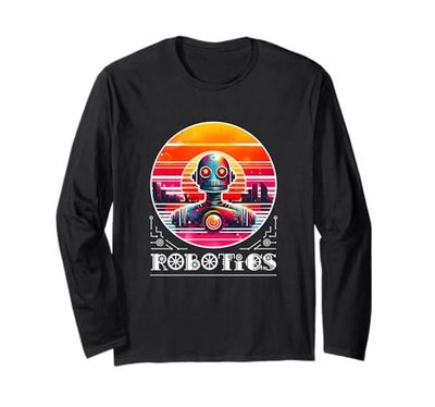 Robot Shirt Funny Robot Costume Technology Shirt AI Robotics Long Sleeve T-Shirt