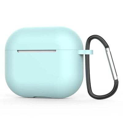 AirPods 3 Case Silicone Protective Case and Skin Case for AirPods 3 [Front LED Visible] [Wireless Charging] Compatible with AirPods 3 2021 (Carabiner, Azure Blue)