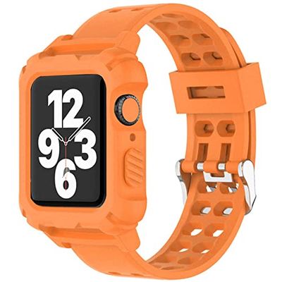Lysun Per Apple Watch Band 38 mm 40 mm 41 mm con Bumper Case per iWatch Series7 6 5 4 3 2 1 SE Custodia antiurto robusta con bande, arancione, 38/40/41 mm