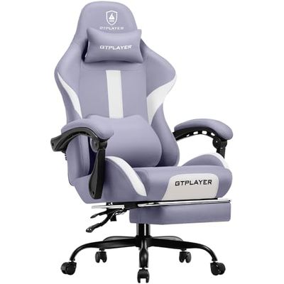 GTPLAYER Chaise Gaming, Chaise de Gamer, Chaise de Bureau Respirante en Tissu de Haute Qualité, Chaise PC Ergonomique, Chaise de Bureau Réglable et Pivotante avec Repose-Pieds, Violet