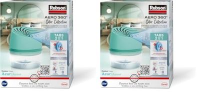 Rubson Absorbeur d'Humidité Aero 360 Couleur Azur (1 appareil Plus 1 recharge de 450 g) – Absorbeur anti-humidité pour pièce jusqu'à 20 m² – Déshumidificateur d'air anti-odeur et anti-moisissure