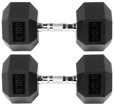 Signature Fitness Manubri esagonali rivestiti in gomma, coppia da 22,7 kg