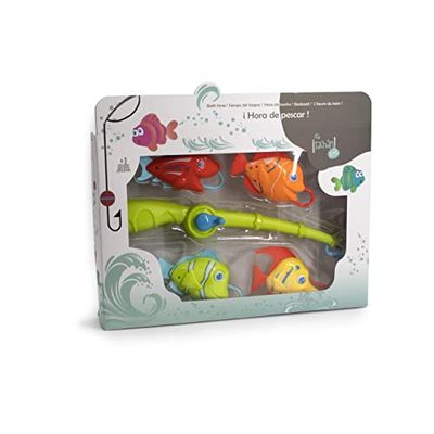 TACHAN - Juego de Pesca para la bañera - Pesca Peces para el Agua - Incluye caña con Carrete y 4 Peces (CPA Toy Group 756T00588), colores aleatorios