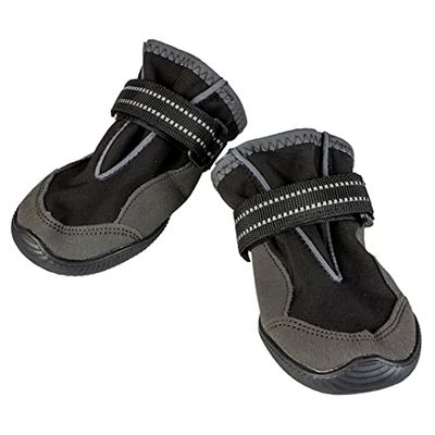 duvoplus, Huisschoenen voor honden, XL, zwart, flexibel en ademend polyester en waterdicht kunstleer, antislipzool, bescherming, vermindert het risico op infecties, zichtbaarheid in het donker