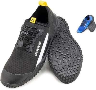 Cressi Sonar Shoes - Escarpines de Agua Unisex Adulto en Tejido Microperforado, Negro/Amarillo, 38 EU