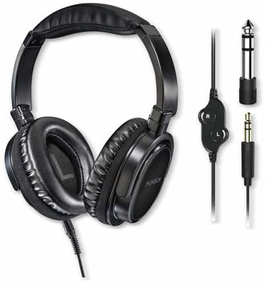 Thomson Headset Met Microfoon En Lange Kabel, Stereo-Hoofdtelefoon Voor Pc Of Tv, Over-Ear Oordopjes Met Volumeregeling, 8 M Kabel, 3,5 Mm Jackkabel, 6,35 Mm Adapter