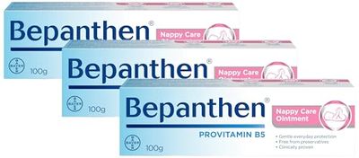 Bepanthen Nappy Care Ointment | Nappy Cream with Provitamin B5 | Suitable for Newborns Skin, 100 g (Packing May Vary). (Pack of 3)