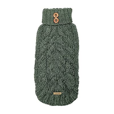 CHIARA CHP-402GN-L Jade Pull à Capuche, Sweat-Shirt, Fait à la Main (Taille : L, Lavable, élégant, col relevé, Composition : 70% Acrylique et 30% Laine), Vert Olive