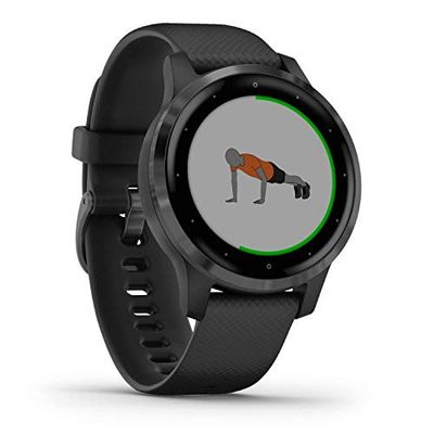 Garmin Vívoactive 4S, Kleinere GPS Smartwatch, met muziek, Body Energy Monitoring, Animated Workouts, Pulse Ox Sensors en meer, PVD Black/Slate (Gereviseerd)