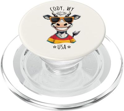 Divertido diseño de dibujos animados de vaca de Cody Wyoming, EE. UU. PopSockets PopGrip para MagSafe