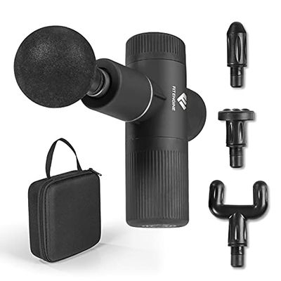 FitEngine mini pistola da massaggio | 4 accessori con 6 livelli di intensità | pistola da massaggio per collo, polpacci ecc. per un massaggio muscolare mirato, con borsa da trasporto