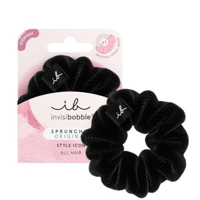 Invisibobble chouchou cheveux noir Sprunchie Dusk Till Dawn x1 - Chouchou cheveux femme en velours avec un elastique spirale à l'interieur - Forte tenue