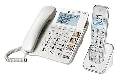 Geemarc Amplidect 295 Combi - Téléphone Amplifié Filaire et son Combiné Additionnel avec Répondeur, Sonnerie Puissante et Grosses Touches pour Séniors - Perte Auditive Faible ou Moyenne - Version FR