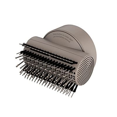 Shark XSKHD1SB IQ Styling Brush, Auto Preset Attachment for HyperAIR Blow Dryers, Rotatable Hot Brush, Styling Tools, for Straight, Wavy, Curly, and Coily Hair, Straight and Shiny Blowout, Stone