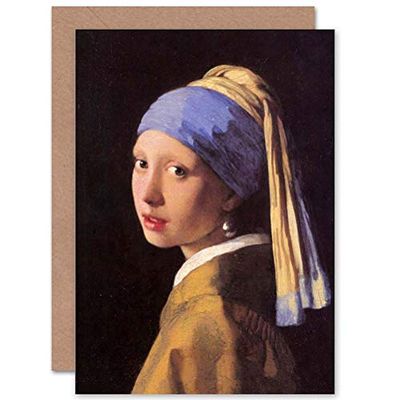 Wee Blue Coo JOHANNES VERMEER MEISJE MET PAREL OORBELING OUDE MASTER GROETEN KAART