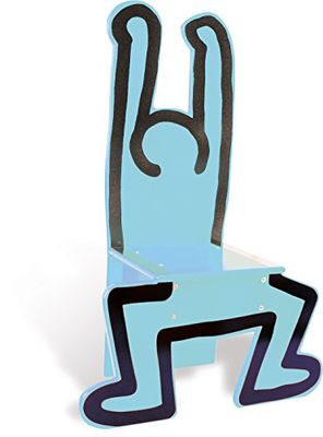 VILAC - Spelletjes en speelgoed - Poefs - Houten stoel - Grafisch - Iconisch ontwerp - Blauw - Keith Harding - Stoel voor kinderen vanaf 3 jaar - Gemaakt in Frankrijk - 9293