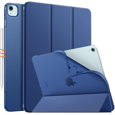MoKo for iPad Air 13 inch Case M3 2025/M2 2024, iPad Air 13 inch Case with Soft Translucent Frosted TPU Back Shell, Support Touch ID & Auto Wake/Sleep, Slim Smart Folio Protective Cover, Navy Blue