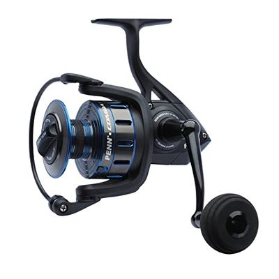 PENN Combat III, fiskerulle, spinnrullar, havsfiske, mångsidig havsfiskerulle för båt, kajak, strand, spinning, jigging, surfing och allroundanvändning, unisex, svart/blå, 6000