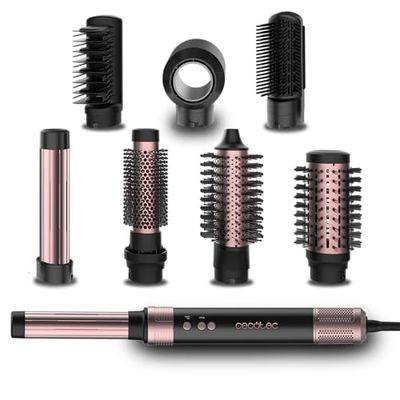 Cecotec Brosse Soufflante Volumisante 8 en 1 CeramicCare AirGlam Black. 1400W, Moteur Digital Brushless, Plaques en Céramique, Technologie Coanda, Ions Négatifs, 3 Temperatures, Air Froid, Câble 360º