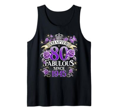 Womens Chapter 80 Fabulous Since 1945 80th Birthday Design Tank Top