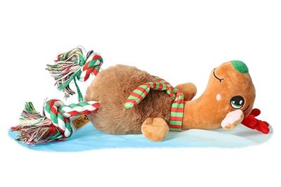 Dingo Jouet pour Chien en Peluche Renne avec Écharpe, Pattes en Corde et Couineur, Cadeau de Noël Amusant pour l'Entraînement, la Corde à Tirer, Le Jeu, 32 cm de Long, Multicolore 17472