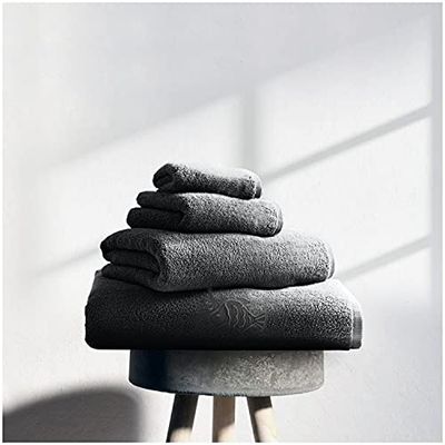 GC GAVENO CAVAILIA Premium 3 Pack Embroidered Fish Towels Sets 450 GSM, Luxury Super Soft Absorbent Bath Sheet, Egyptian Cotton, Grey, 80x140 Cm