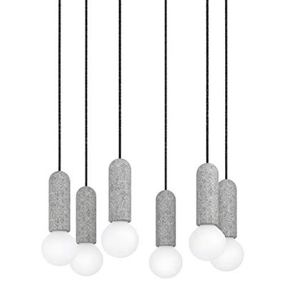 Eglo Giaconecchia Suspension 6 Ampoules Vintage Moderne en Acier et Terrazzo en Anthracite, Gris, Lampe de Table de Salon Suspendue avec Douille E27