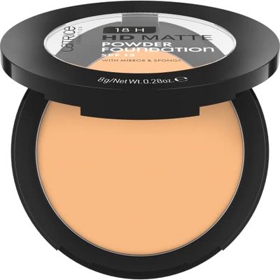 Catrice 18H HD Matte Powder Foundation, Nr. 040W, hållbar, mattifierande, matt, för orenhet, vegansk, oljefri, UVA- und UVB-Filter + SPF 15, utan parfym, 1-pack (8g)