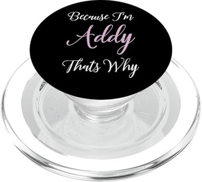 Addy Nombre Personalizado Mujeres Lindas Rosa Chica Cosas Negro PopSockets PopGrip para MagSafe