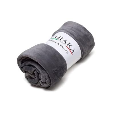 Chiara Coperta per cani (soffice coperta in pile, ideale anche come copridivano o copridivano contro i peli del cane, coperta anche per i proprietari, dimensioni: 65 x 90 cm), colore: grigio scuro