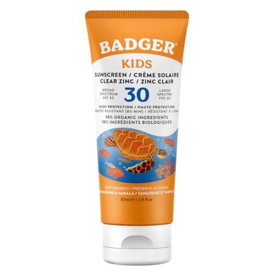 Badger Mineral Sunscreen For Kids | SPF 30 Zinc Sun Cream | Organic & Gluten Free | Protects From UV Rays (87ml)