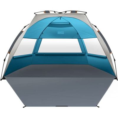 OutdoorMaster Pop-up strandtent voor 4 personen - eenvoudige installatie en draagbaar zonnescherm zonnescherm luifel met UPF 50+ UV-bescherming, verwijderbaar dakraam, gezinsgrootte - Ocracoke Coast