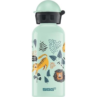 Sigg - Gourde Enfant En Aluminium - KBT Jungle - Pour l'École et le Sport - Étanche & Légère - Sans BPA - Certifiée Neutre En CO2 - Vert Clair Motif Animaux Sauvages - 0,4L