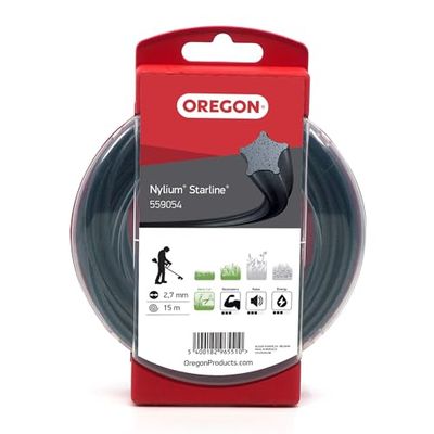 Oregon Nylium Star Shaped Strimmer Line Wire for Grass Trimmers and Brushcutters, Five Cutting Edges for Clean Finish, Professional Grade Heavy Duty Nylon, Fits Petrol Strimmers, 2.7mm-15m (559054)