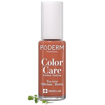 PODERM – Vernis Terracotta TEA TREE | Prévention & Traitement des Ongles Jaunes/Abîmés par MYCOSE | SOIGNE & COLORE | Soin professionnel pied/main | Facile/rapide | Swiss Made