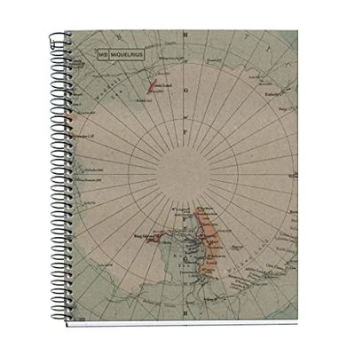 MIQUELRIUS - Notitieboek, 100% gerecycled, 1 gekleurde strepen, A5, 80 vellen geruit, 5 mm, papier 80 g, 2 gaten, omslag van gerecycled karton, design Ecomaps