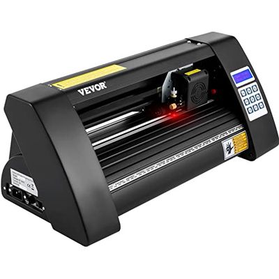 VEVOR Plotter da Taglio Vinile Semiautomatica con Luce Guida a LED, Modello KH-375A 375 mm Potenza 95 W Taglierina per Plotter in Vinile Flexi per Auto, Segnali Stradali, Palloncini, Caschi, ecc.